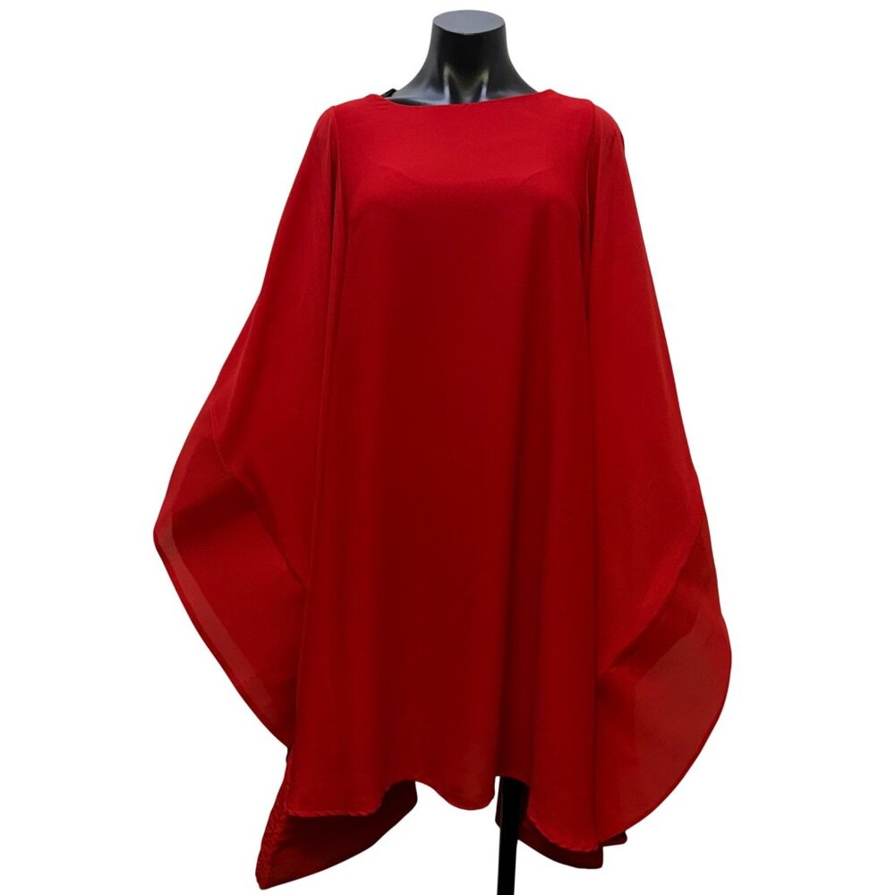 Monaco Batwing Red Dress With Flowing Sleeves M